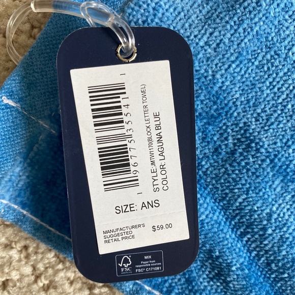 Johnnie-O block letter beach towel blue white - Picture 11 of 13